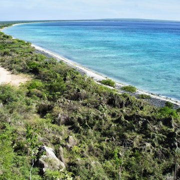 Beach in Bahia de las Aguilas, recognized as one of the most beautiful in the Dominican Republic, and part of the Jaragua National Park.